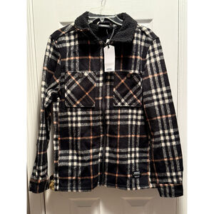 New Wesc LIAM Plaid Full Zip Unisex Shirt Jacket Shacket Top Mens M Womens L
